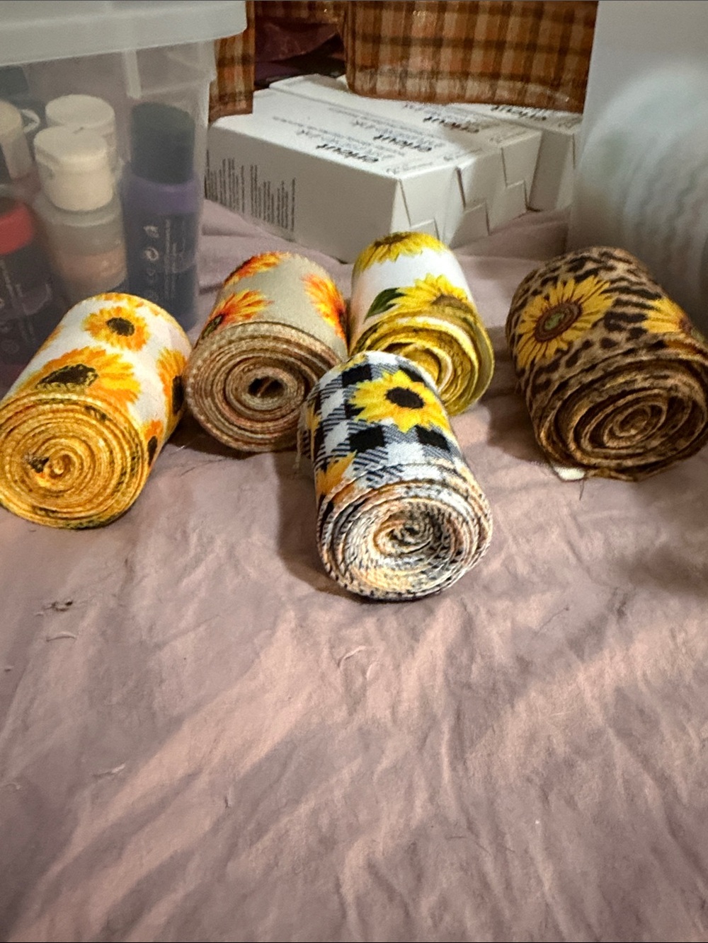 Sunflower Print Fabric Rolls - Yellow Floral Assortment